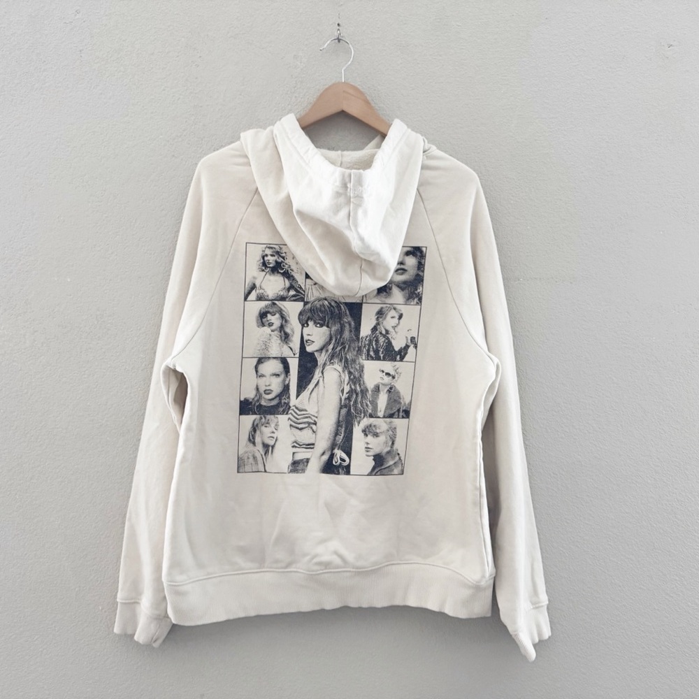 Taylor Swift Eras Tour Hoodie Sweatshirt Graphic Fleece Large Cream Concert - Picture 4 of 10